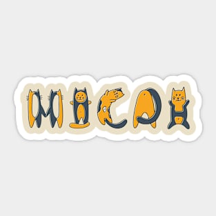 Micah | Girl Name | Cat Lover | Cat Illustration Sticker